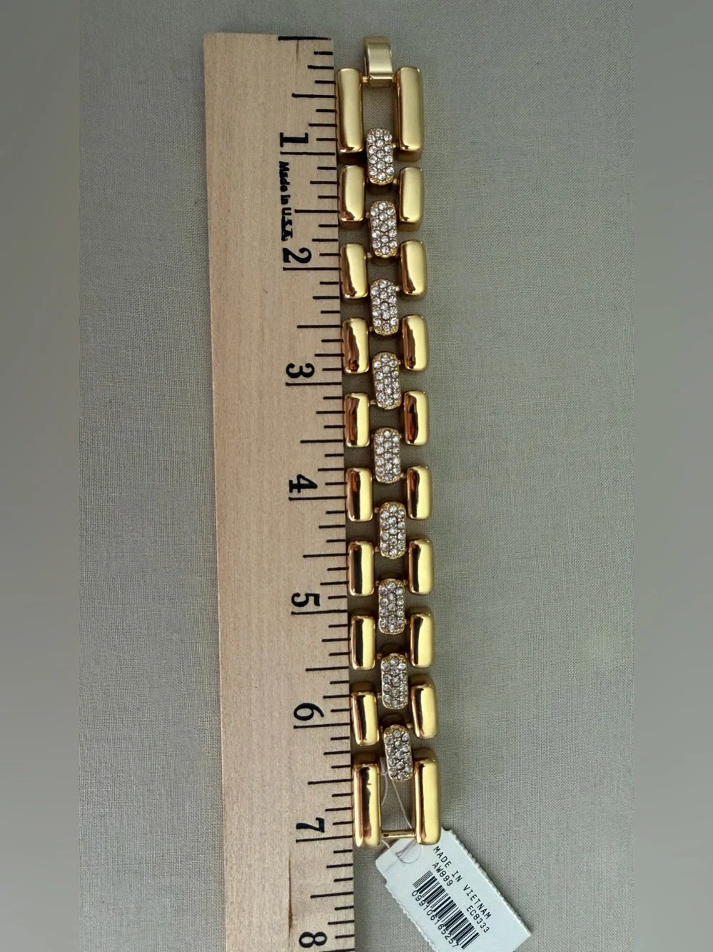 J.Crew Gold Crystal Pavé Flat-Link Bracelet NEW Sparkle Statement Jewelry Luxury